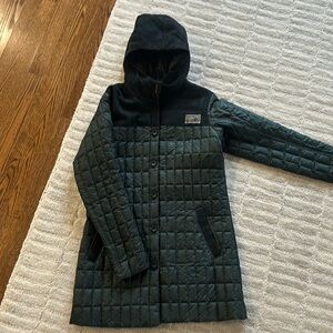 Patagonia recycled down/poly/wool lightweight parka with hood